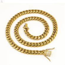 Thick Statement Iced Out Stainless Steel Cuban Link Chain Gold Necklace